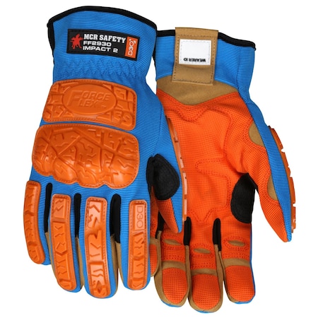 Mcr Safety Gloves, ForceFlex Multi-Task D3O Impact MAXGrid, S FF2930S